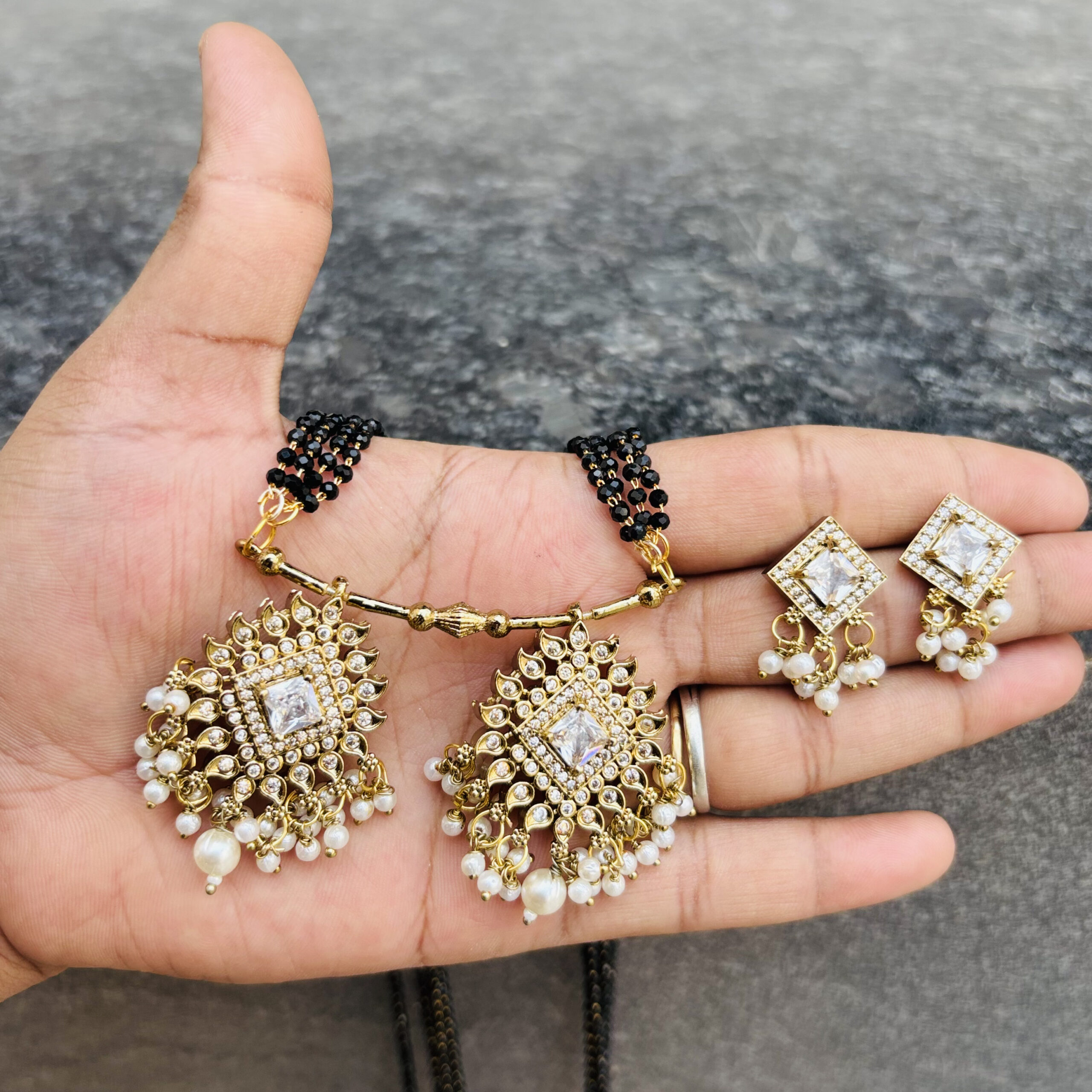 Ad Stone White Long Mangalsutra - Image 2