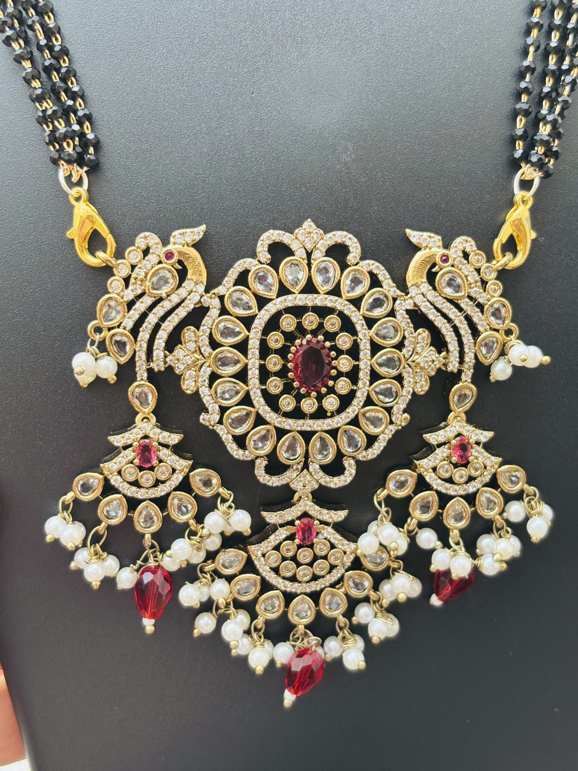 Ad Stone Ruby and White color Mangalsutra - Image 2