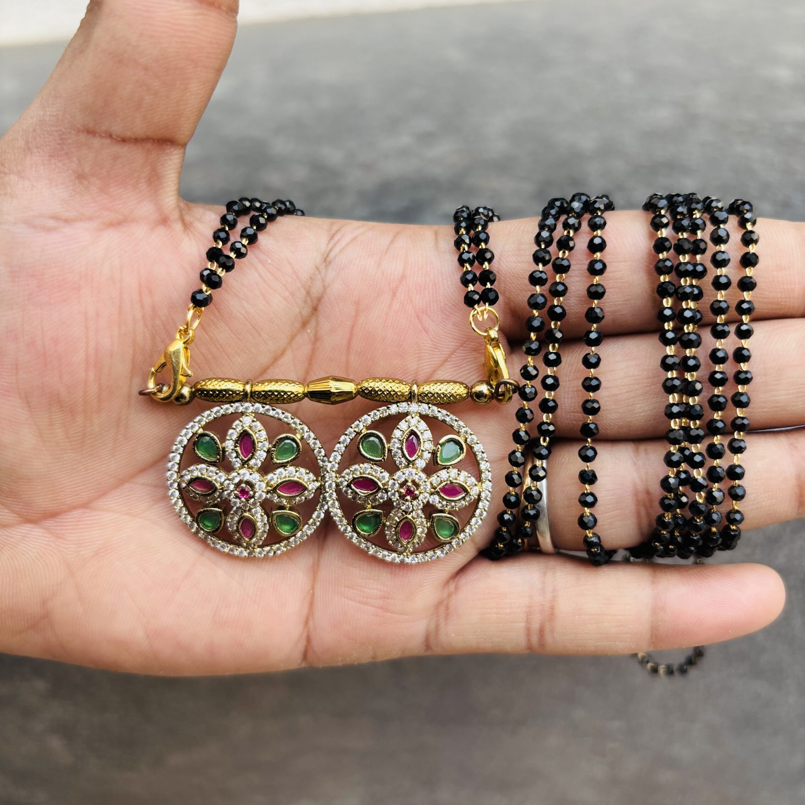 Small Ad Stone Multicolor Mangalsutra - Image 2