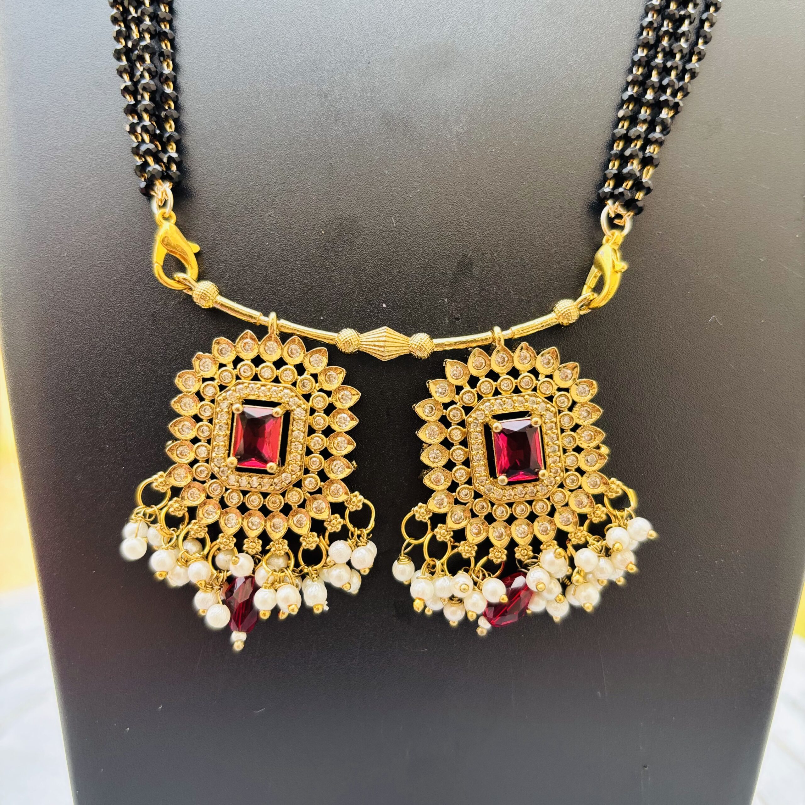 Ad Stone Pink and White Mangalsutra - Image 3