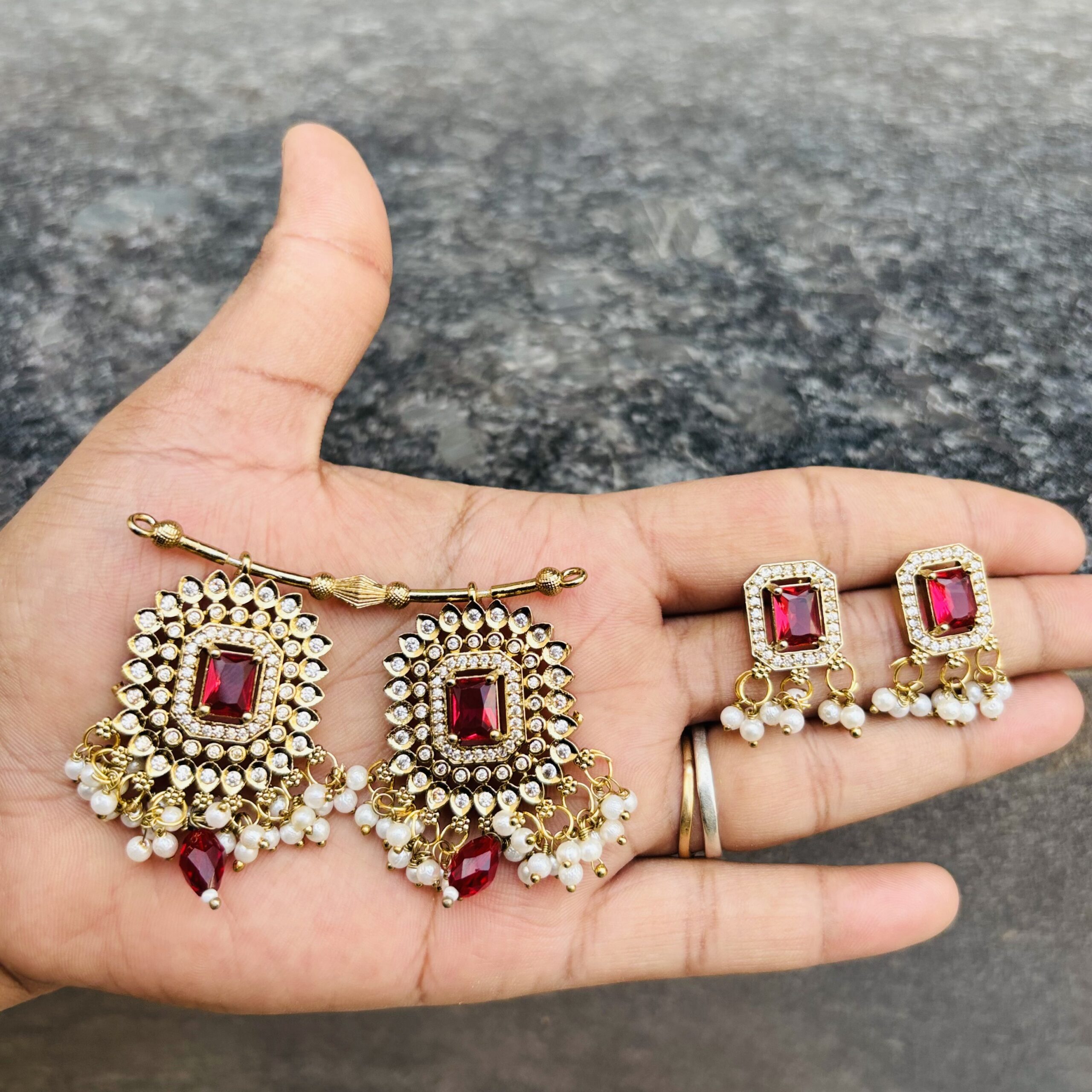 Ad Stone Pink and White Mangalsutra - Image 2